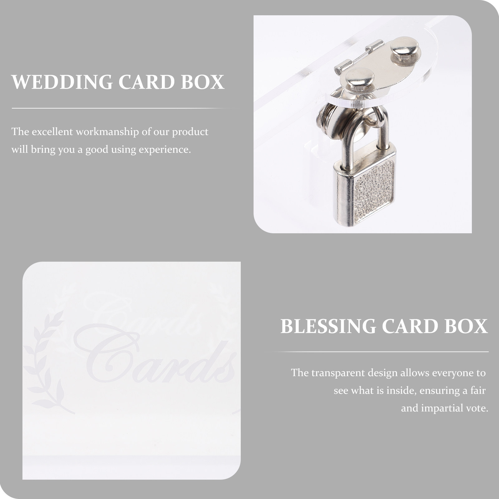 Wedding Card Box - 아크릴 소재의 투명 웨딩 카드 보관함으로,