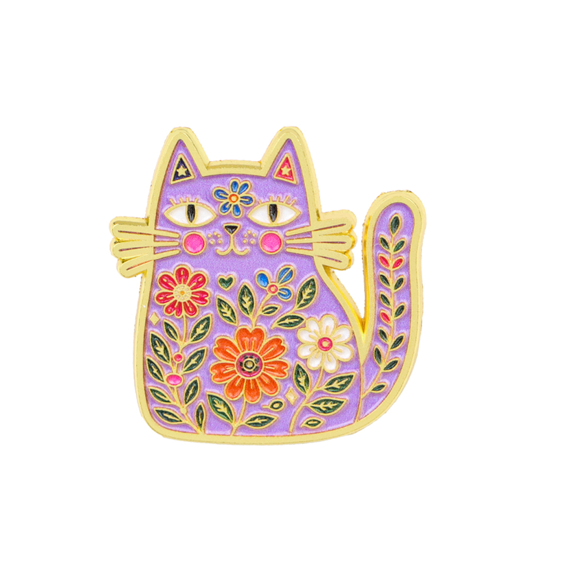 민속 예술 스타일의 꽃무늬 검은 고양이 에나멜 뱃지,  - Good Floral & Wedding Decor Supply 리뷰 및 가격